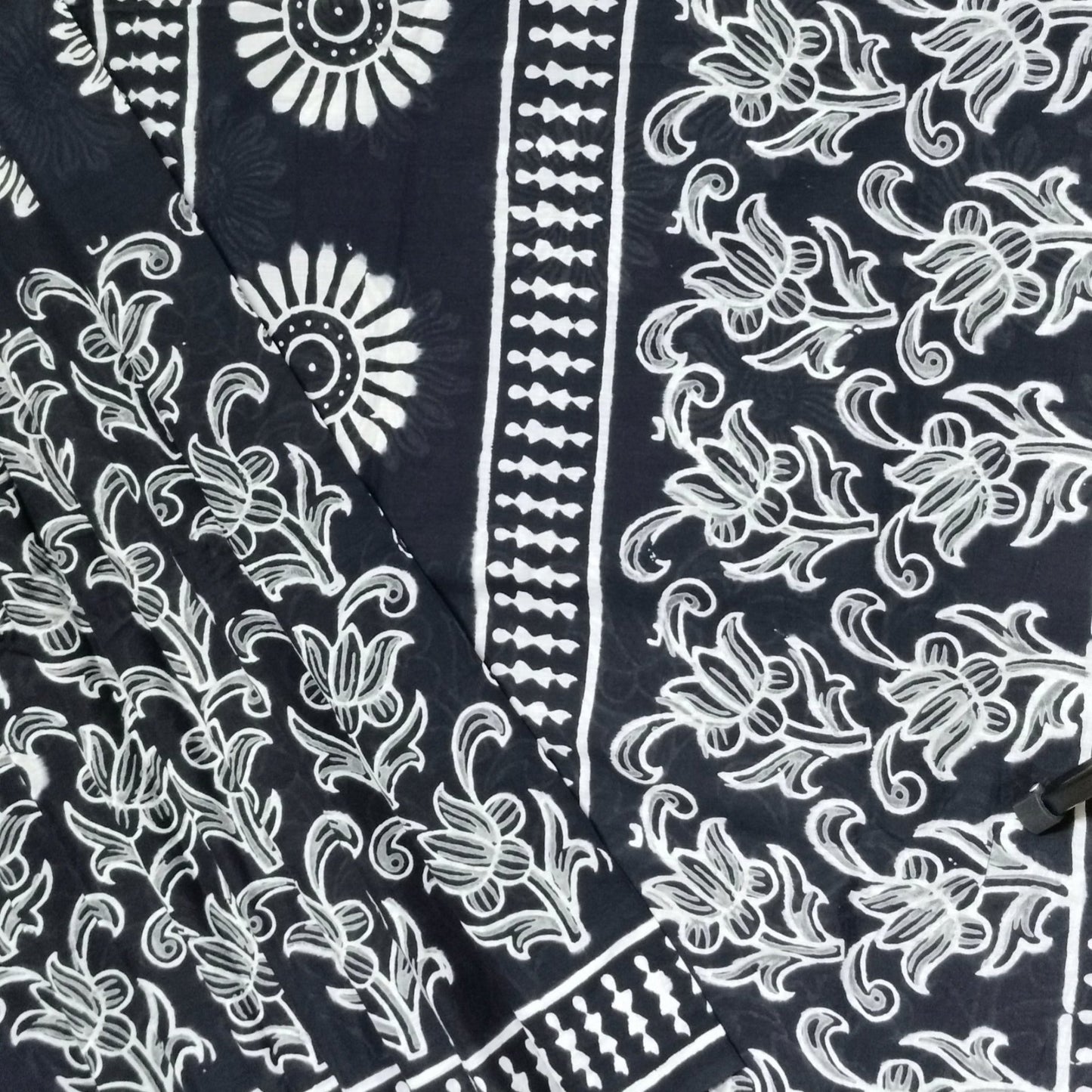 BAGRU HAND BLOCK PRINTED MULMUL COTTON SAREE