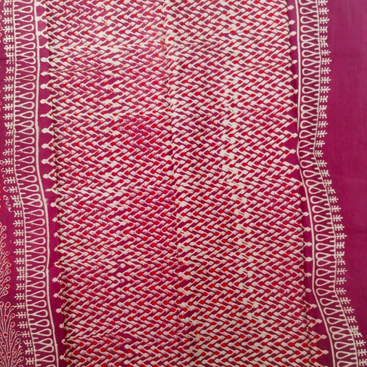 BAGRU HAND BLOCK PRINTED MULMUL COTTON SAREE