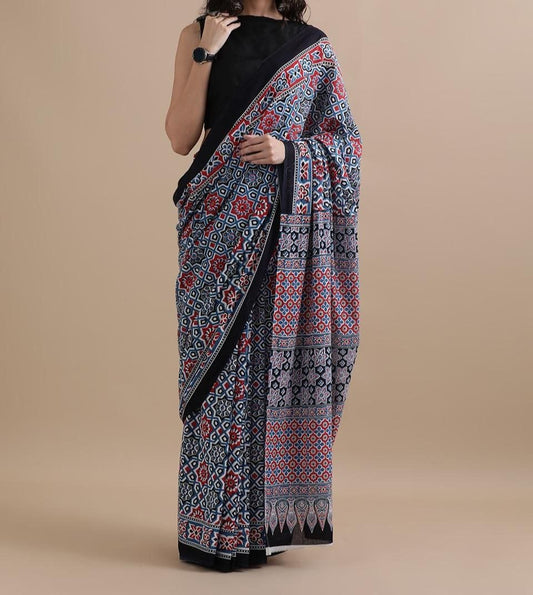 Bagru Print Mul mul Cotton Saree