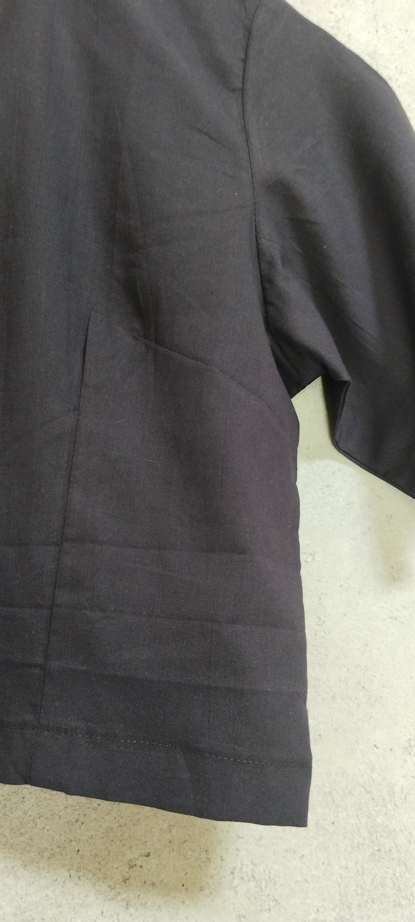 Black Full Collared Cotton Blouse