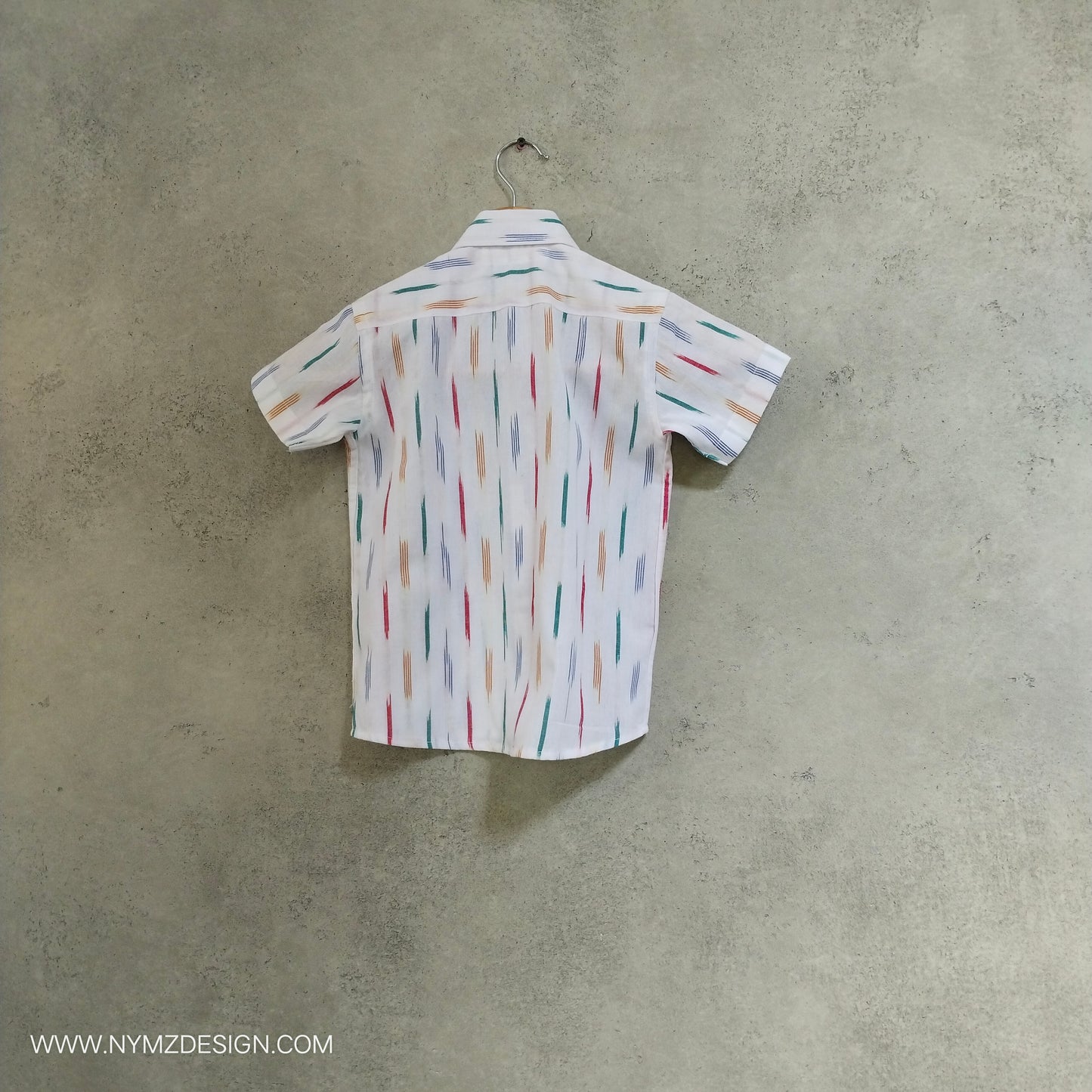 White Ikat Handloom Cotton Shirt Age (1 to 5year)