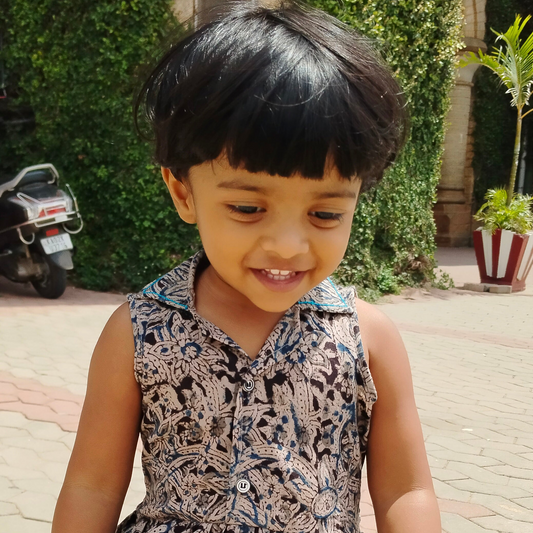 KALAMKARI COTTON COLLAR DRESS