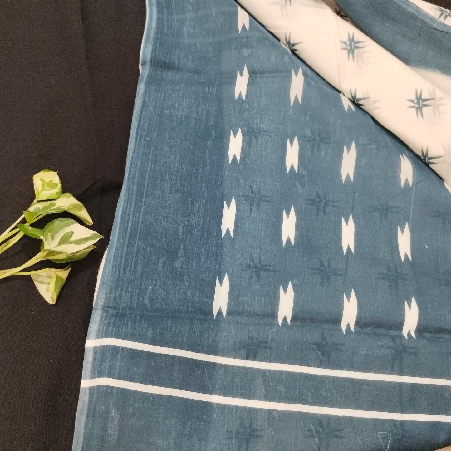 Bagru print Cotton Saree With Un stitched Blouse Piece