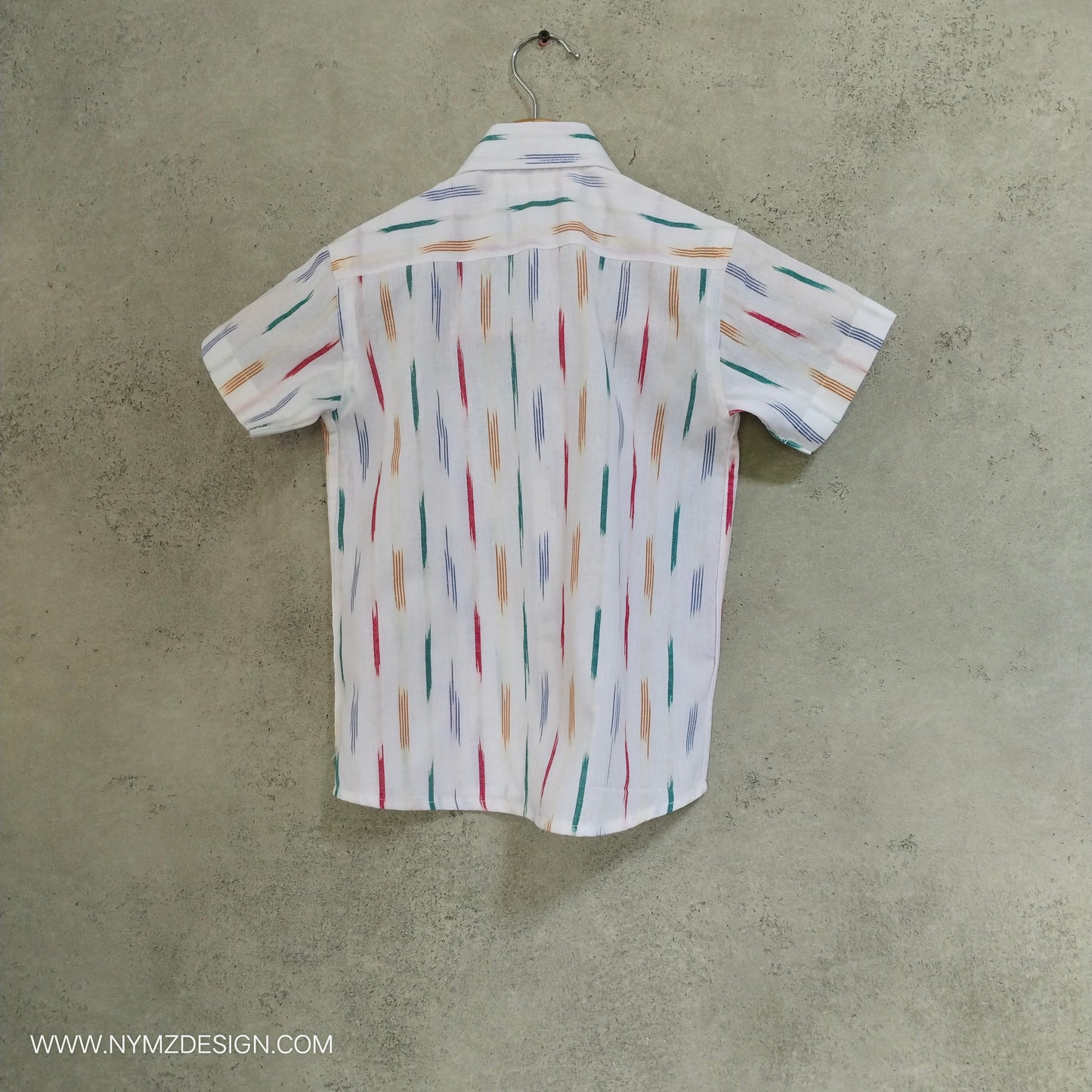 White Ikat Handloom Cotton Shirt Age (1 to 5year)