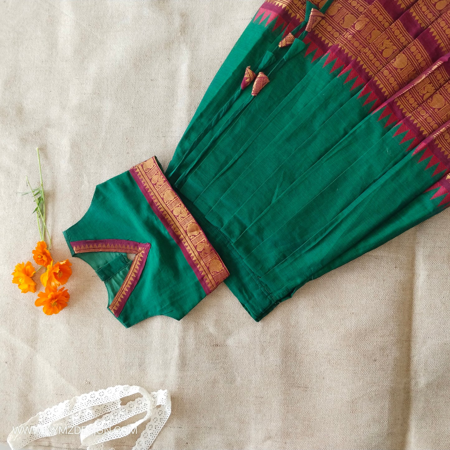 Greeny "Onam kids skirt and Top