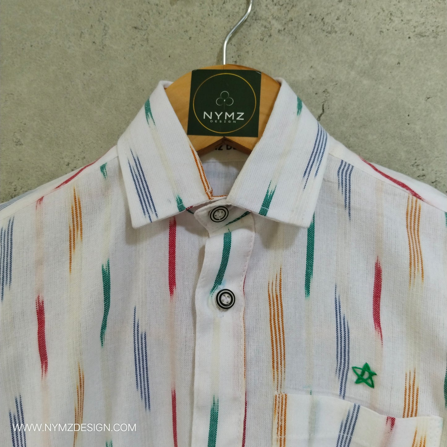 White Ikat Handloom Cotton Shirt Age (1 to 5year)