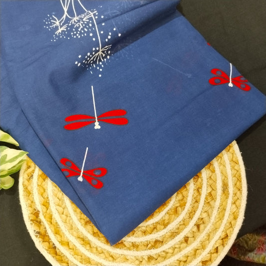 Bagru print Mul Cotton Saree With Un stitched Blouse Piece