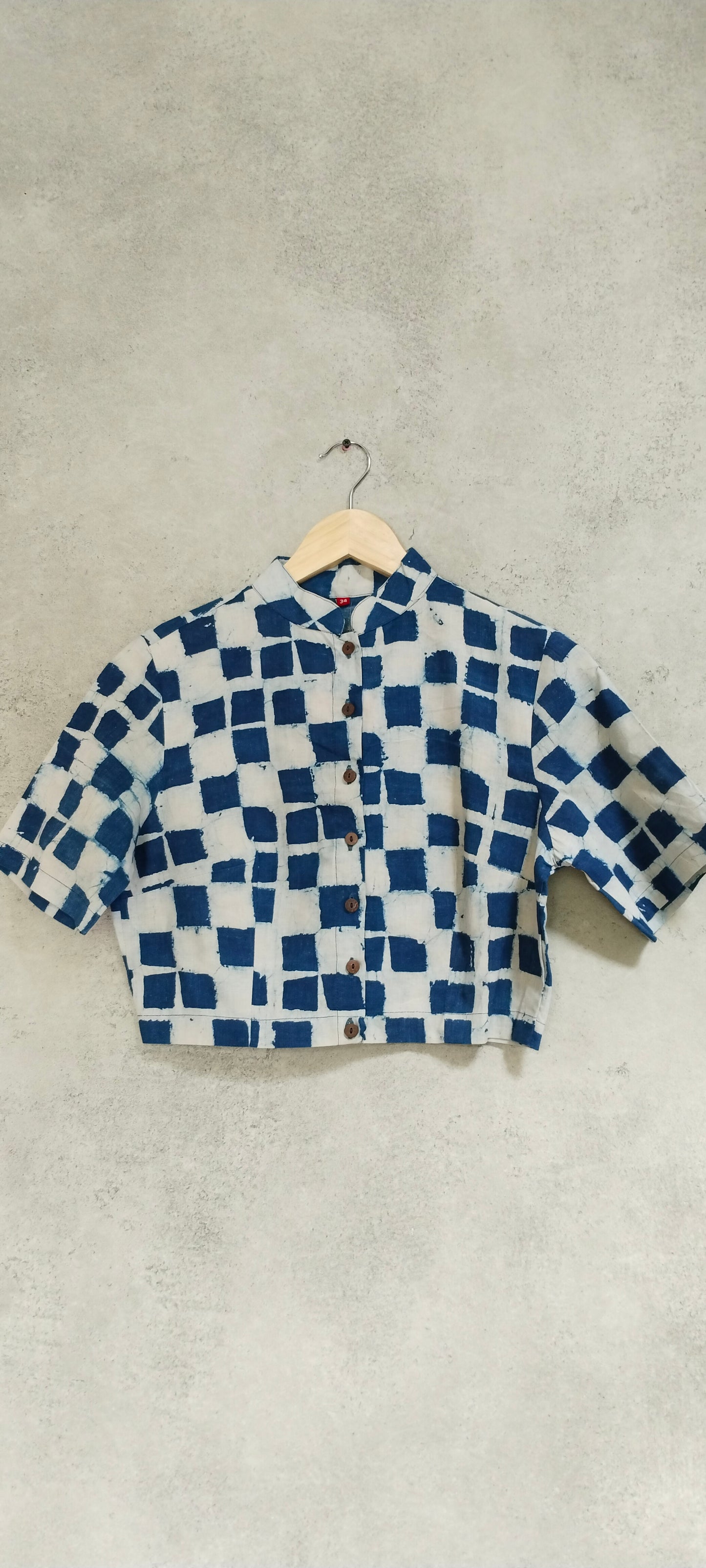Indigo Cotton Block Printed Blouse