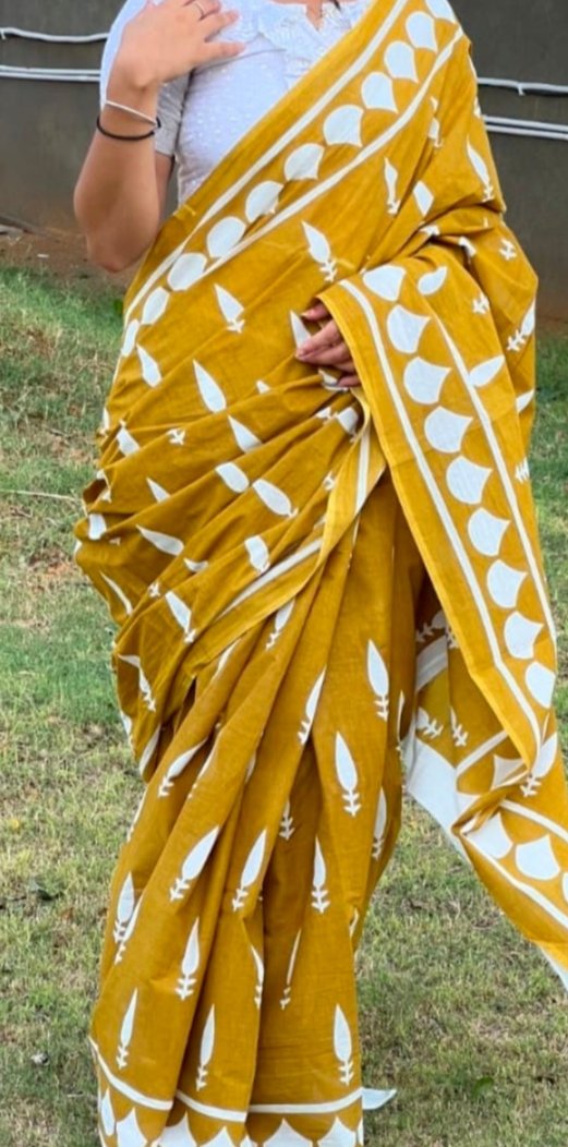 Bagru Print Mul mul Cotton Saree