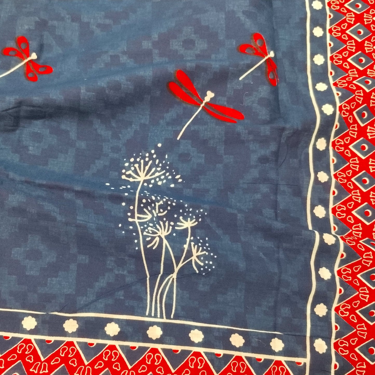 Bagru print Mul Cotton Saree With Un stitched Blouse Piece