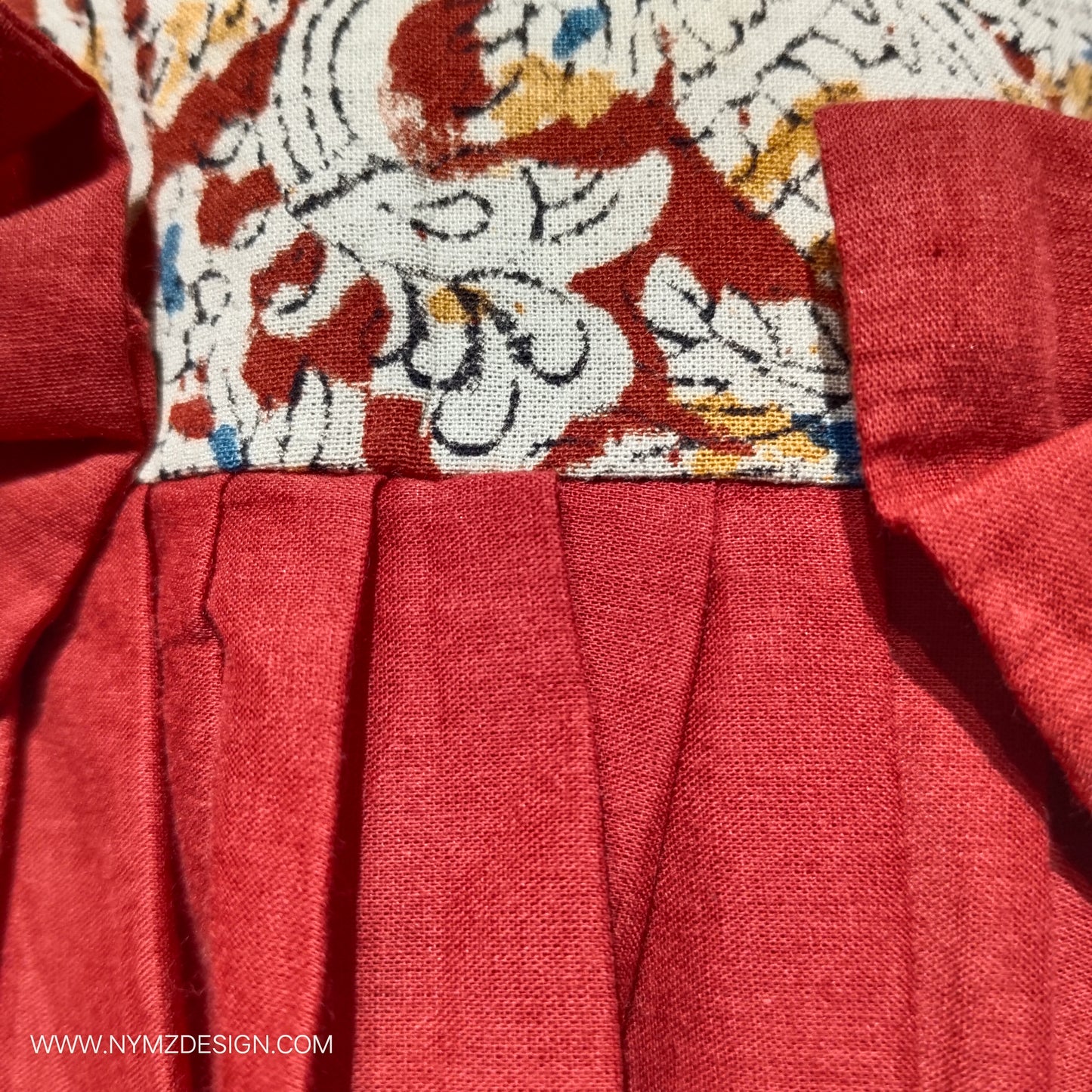 Red Cotton Kalamkari Frock for Girls | Handcrafted Kidswear (Age 1ā5 Years)