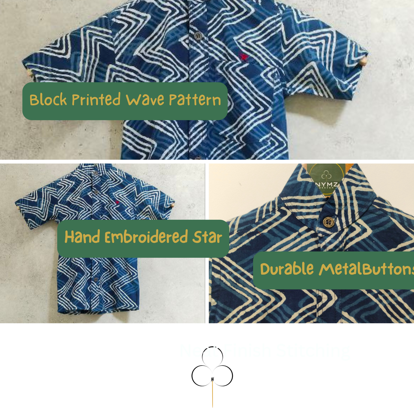 Indigo Cotton Shirt for Boys (1-5yrs) -Onam Festive Wear