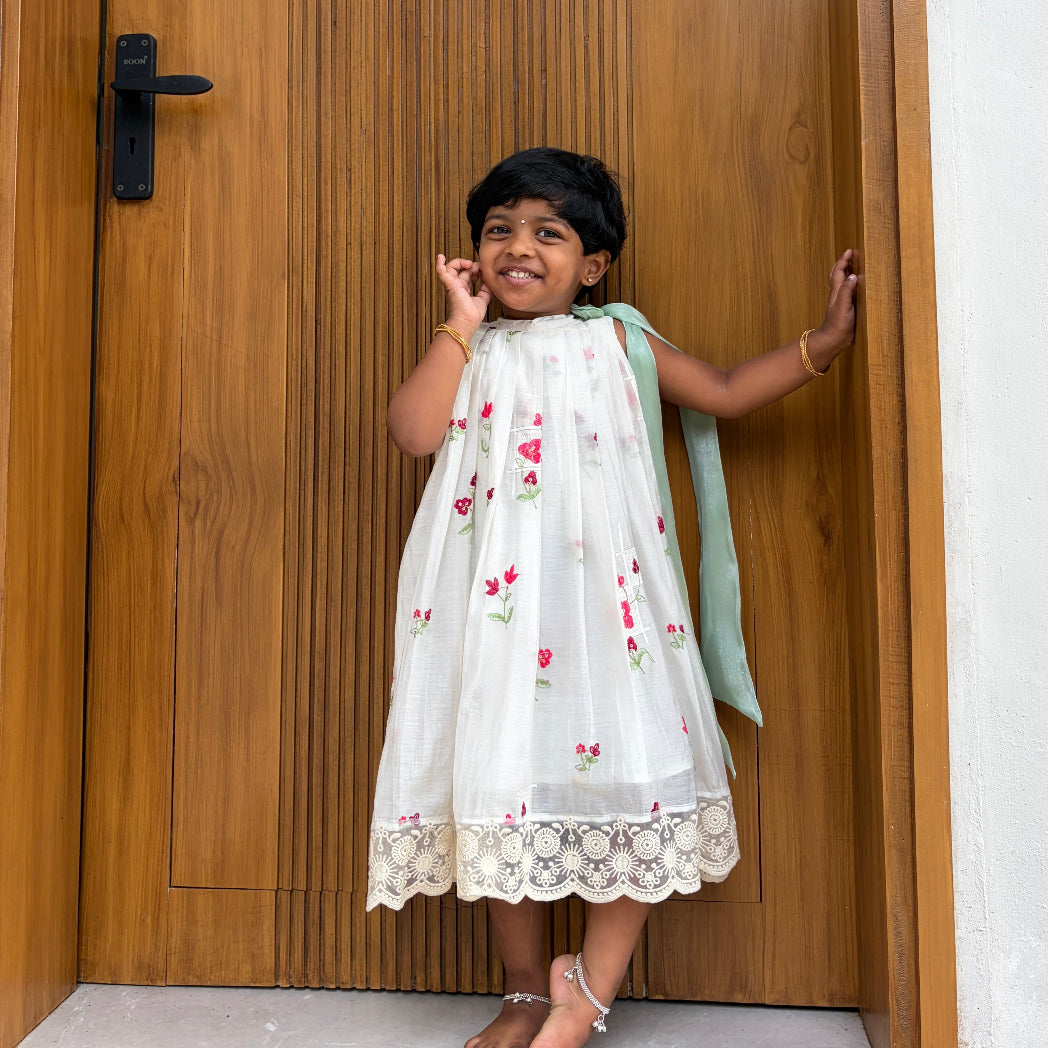 Snow White Mul chanderi Frock