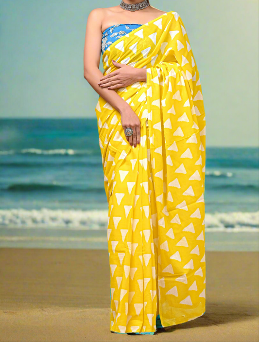 Bagru Print Mul mul Cotton Saree
