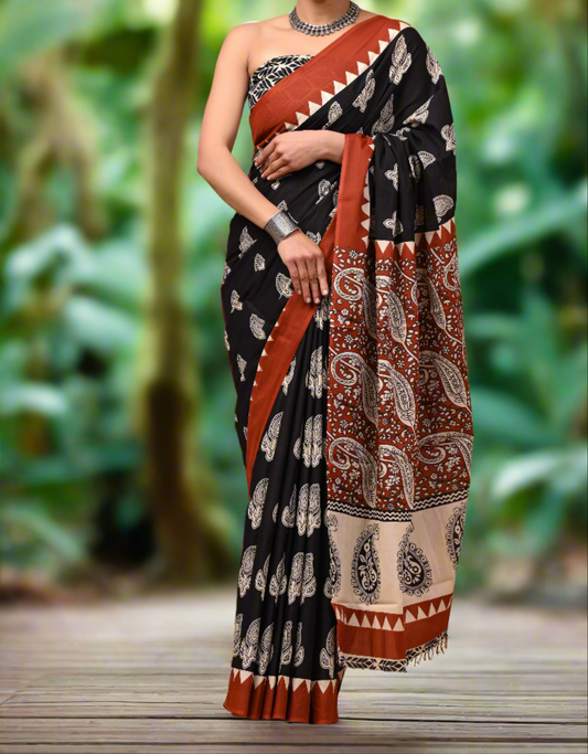 Bagru Print Mul mul Cotton Saree