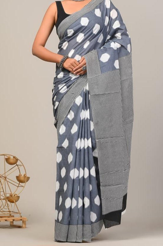 Bagru Print Mul mul Cotton Saree