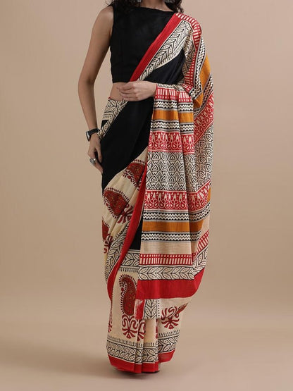 Bagru Print Mul mul Cotton Saree