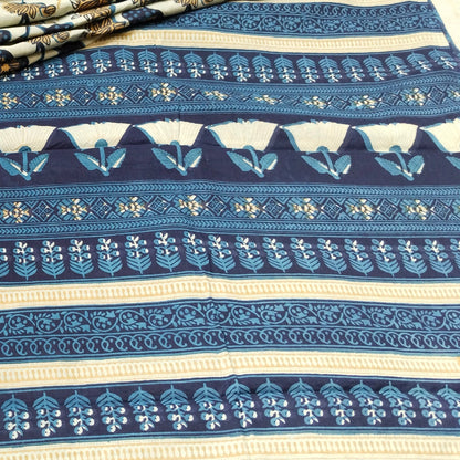 BAGRU HAND BLOCK PRINTED MULMUL COTTON SAREE