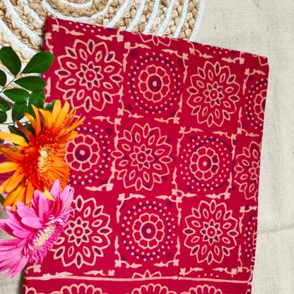 BAGRU HAND BLOCK PRINTED MULMUL COTTON SAREE