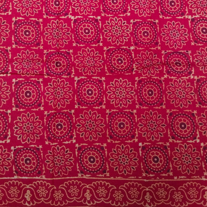 BAGRU HAND BLOCK PRINTED MULMUL COTTON SAREE