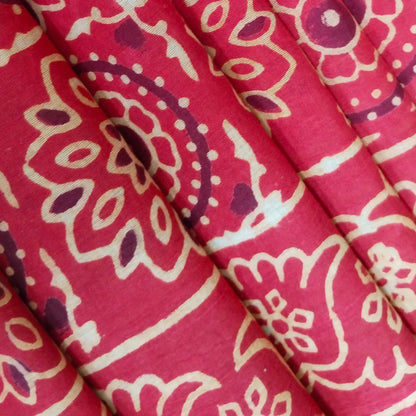 BAGRU HAND BLOCK PRINTED MULMUL COTTON SAREE