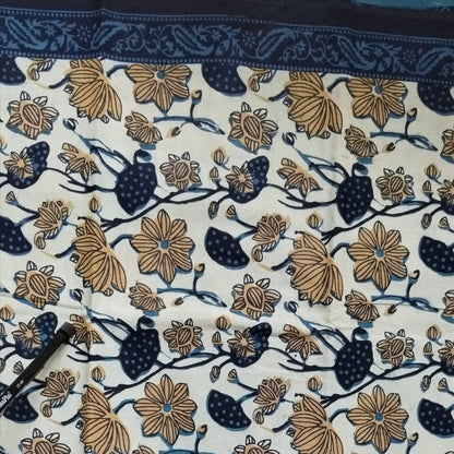 BAGRU HAND BLOCK PRINTED MULMUL COTTON SAREE