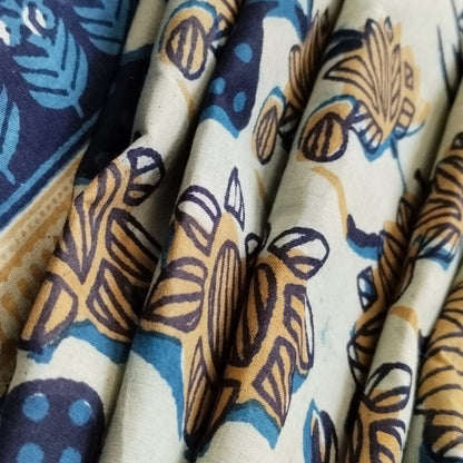 BAGRU HAND BLOCK PRINTED MULMUL COTTON SAREE