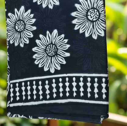BAGRU HAND BLOCK PRINTED MULMUL COTTON SAREE