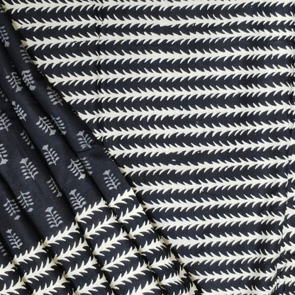 BAGRU HAND BLOCK PRINTED MULMUL COTTON SAREE