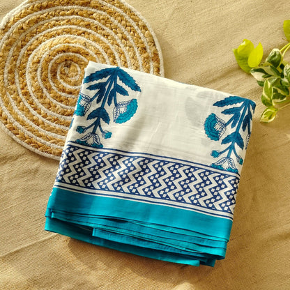 Bagru Print Mul mul Cotton Saree