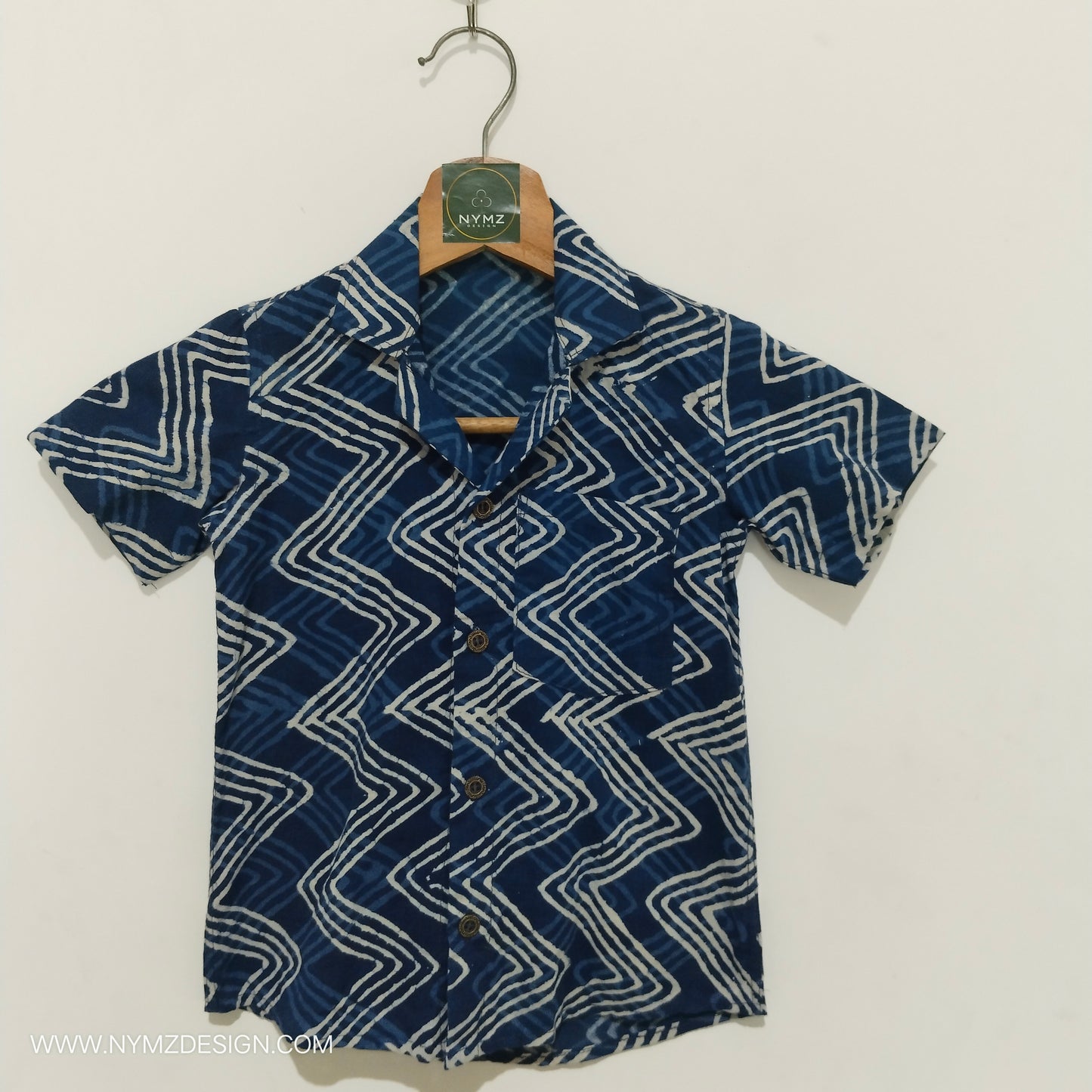 Indigo Cotton Shirt with Resort Collar Age (1 to 5year)