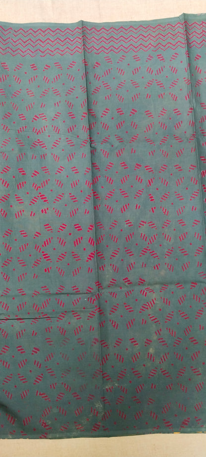 BAGRU HAND BLOCK PRINTED MULMUL COTTON SAREE