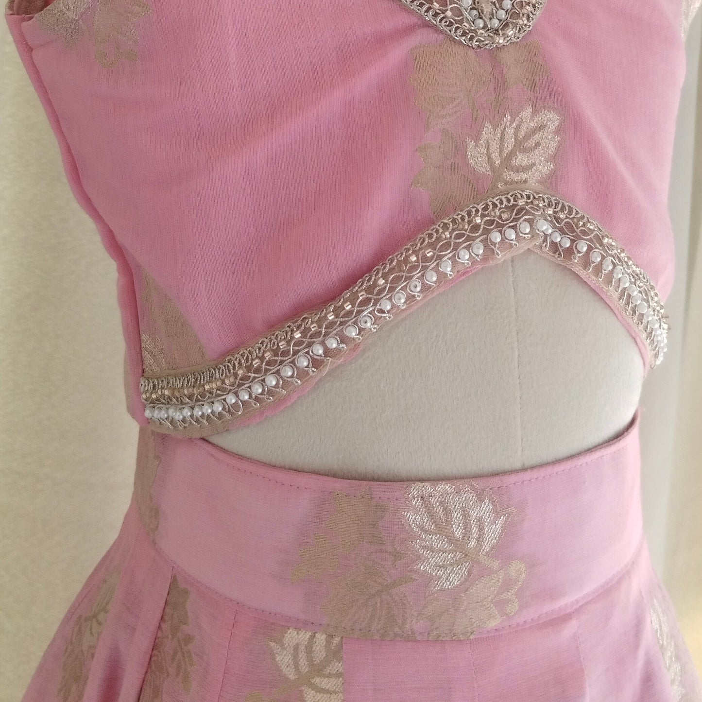 Pink lehenga  dress with silver embellishments for kids aged 1 year to 14 years