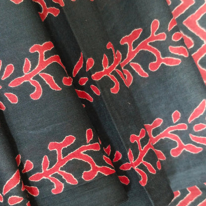 BAGRU HAND BLOCK PRINTED MULMUL COTTON SAREE