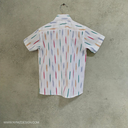 White Ikat Handloom  Cotton Shirt  Age (1 to 5year)