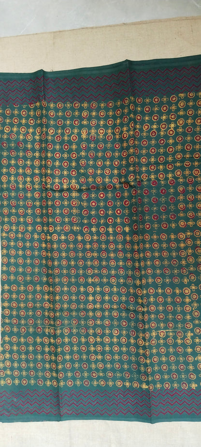 BAGRU HAND BLOCK PRINTED MULMUL COTTON SAREE