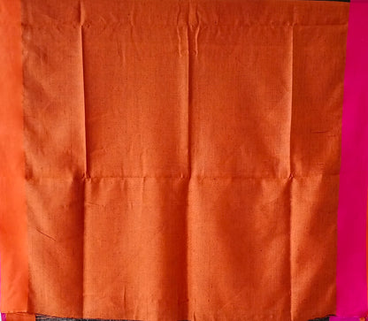 COFFEE COLOR  PLAIN LINEN SAREE WITH  CONTRAST PALLU