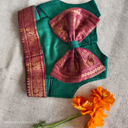 Greeny "Onam kids skirt and Top