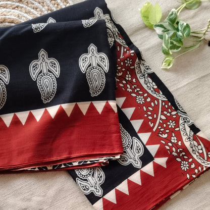 Bagru Print Mul mul Cotton Saree