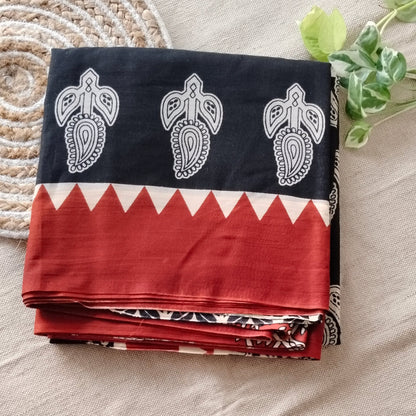 Bagru Print Mul mul Cotton Saree