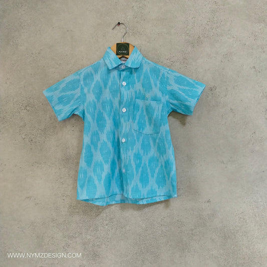 Blue Ikat woven Cotton  Kids Shirt Age (1 to 5year)