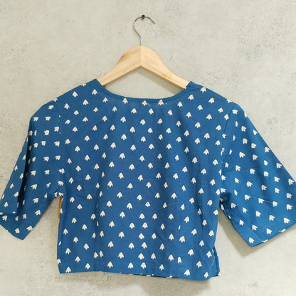 INDIGO & MUSTARD COTTON BLOCK PRINT BLOUSE