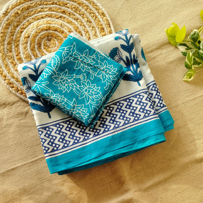 Bagru Print Mul mul Cotton Saree