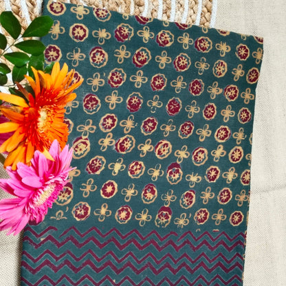 BAGRU HAND BLOCK PRINTED MULMUL COTTON SAREE
