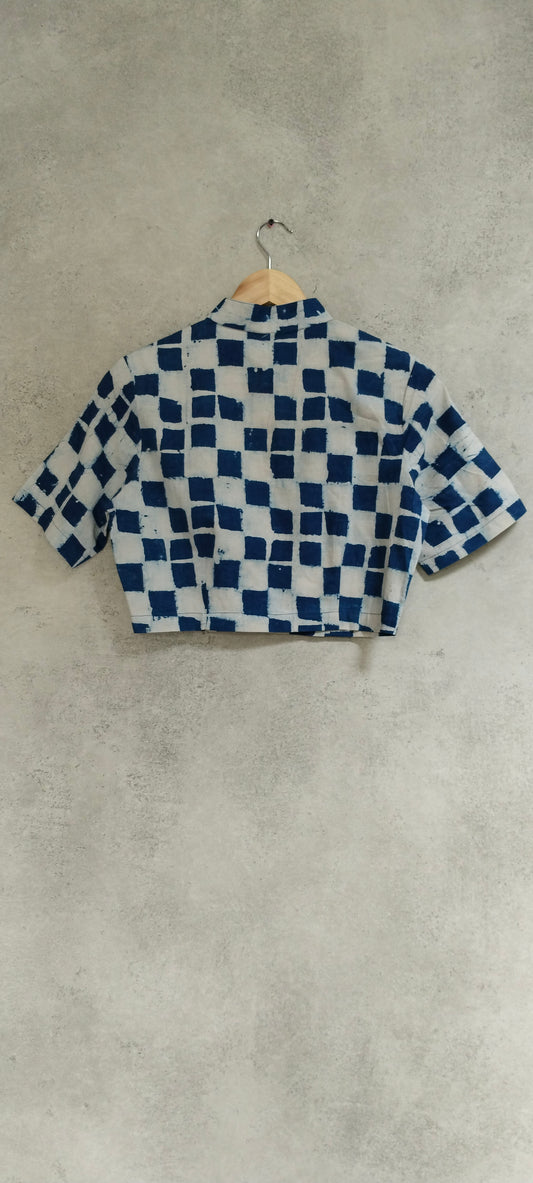 Indigo Cotton Block Printed Blouse