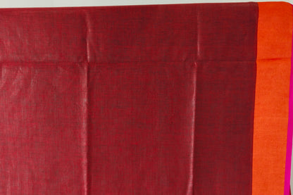 BROWN  PLAIN LINEN SAREEWITH  CONTRAST PALLU