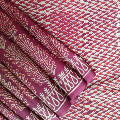 BAGRU HAND BLOCK PRINTED MULMUL COTTON SAREE