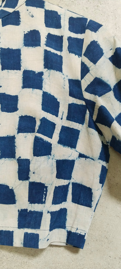 Indigo Cotton Block Printed Blouse