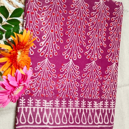 BAGRU HAND BLOCK PRINTED MULMUL COTTON SAREE