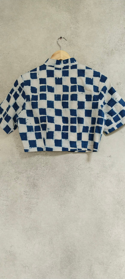 Indigo Cotton Block Printed Blouse